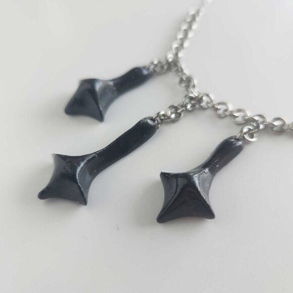 Gothic black cross silver choker necklace with a small silver chain - Picture 7 of 8